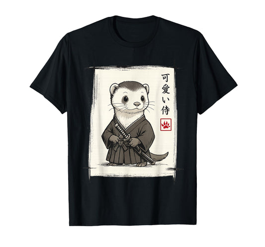 Samurai Ferret Japanese Art Anime Funny Gifts Men Women Kid T-Shirt