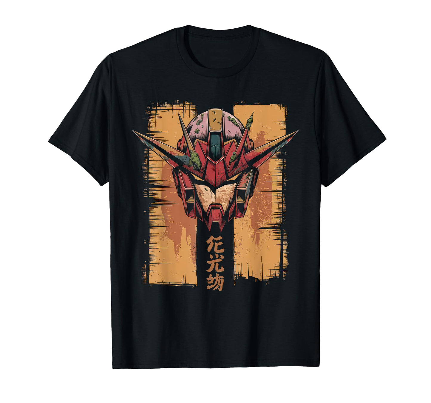 Mecha Tshirt Japanese Mecha Robot Head Anime Art Ukiyo-E T-Shirt