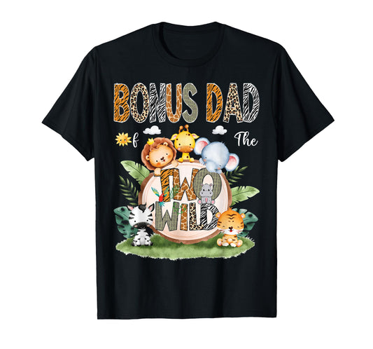 Bonus Dad Of The Two Wild 2Nd Birthday Safari Animal Lover T-Shirt