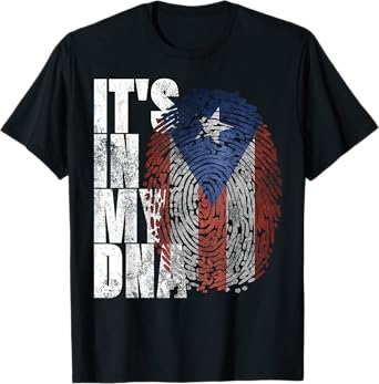 It's In My DNA Puerto Rican Gifts Hispanic Puerto Rico Flag T-Shirt