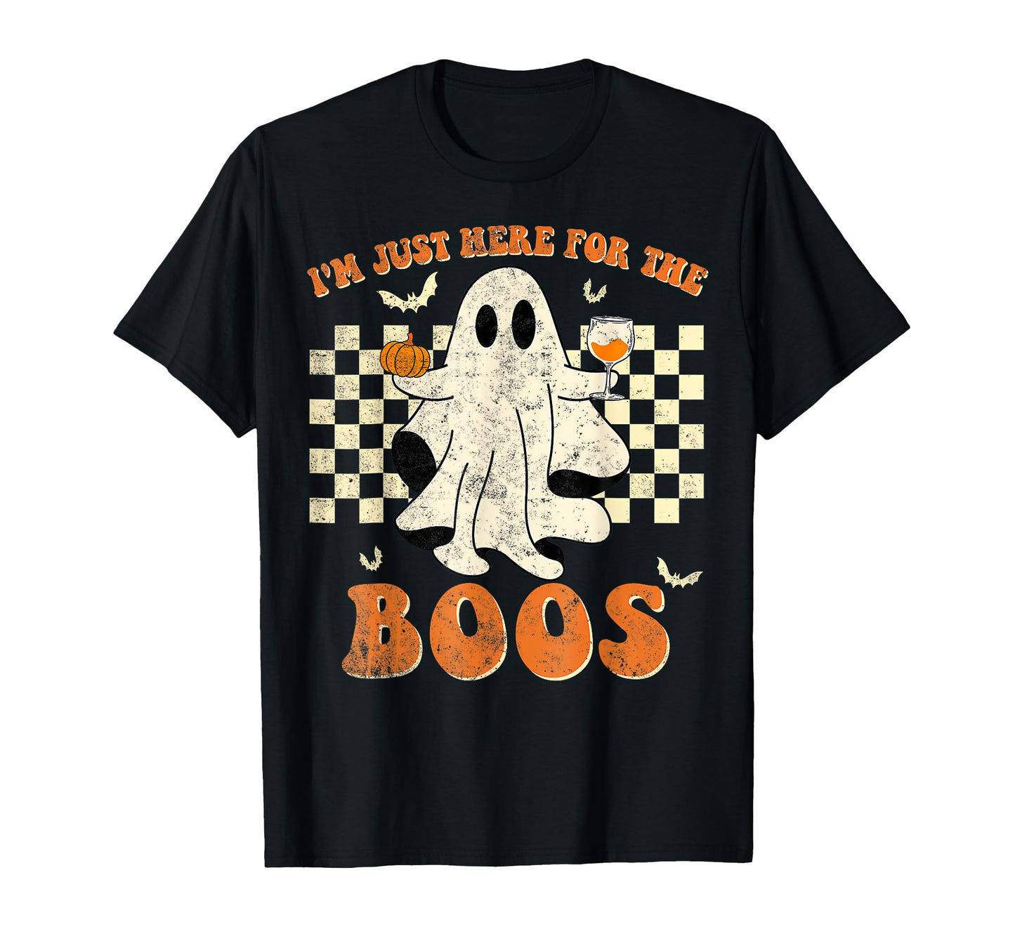 I'm Just Here for The Boos Ghost Retro Groovy Halloween T-Shirt