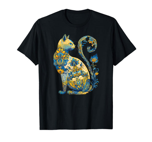 Ukrainian Cat Floral Vintage Ukraine Flag & Vyshyvanka Style Men Women Kids T-Shirt