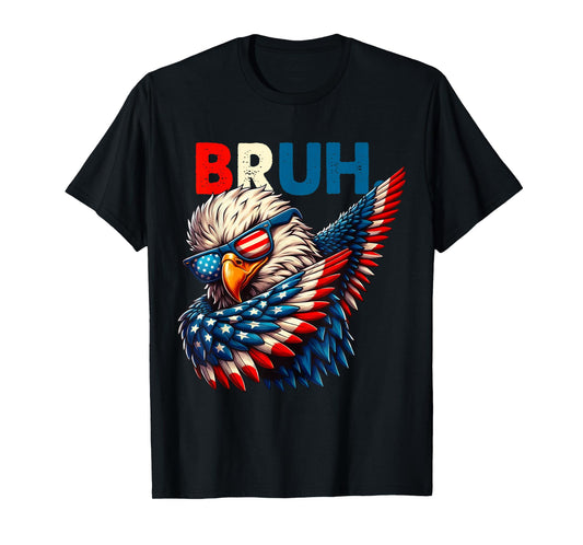American Flag Bruh Dabbing Eagle Men Boys 4th of July T-Shirt