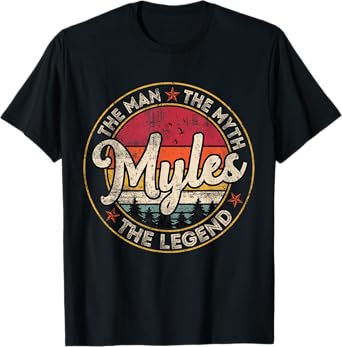 Myles The Man The Myth The Legend Personalized Name T-Shirt