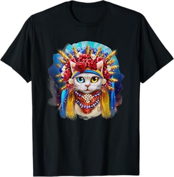 Vintage Cat Ukraine 90s Ukrainian Womens Cat Lover T-Shirt
