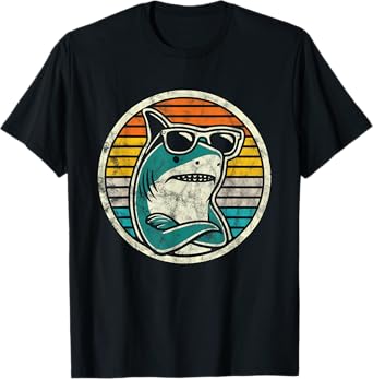Retro Cool Shark with Sunglasses Vintage Ocean Vibes T-Shirt