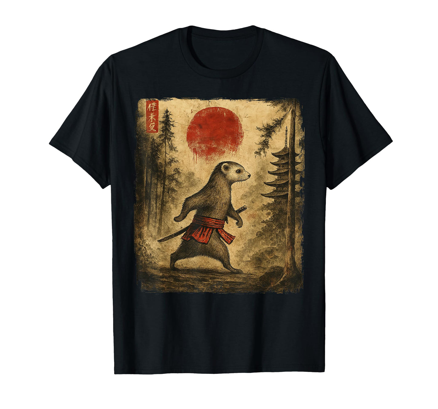 Samurai Ferret Japanese Vintage Funny Gifts Graphic Art T-Shirt