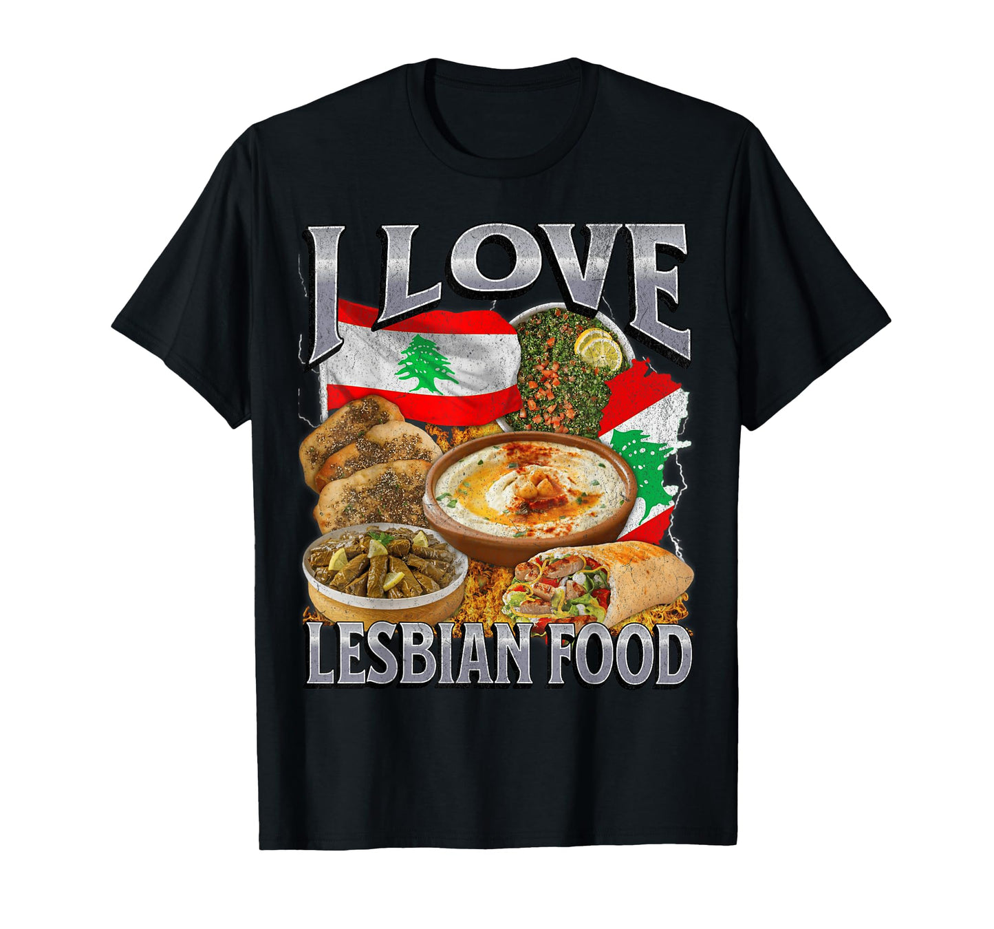 I Love Lesbian Food Funny Lebanese Food Meme Bootleg T-Shirt