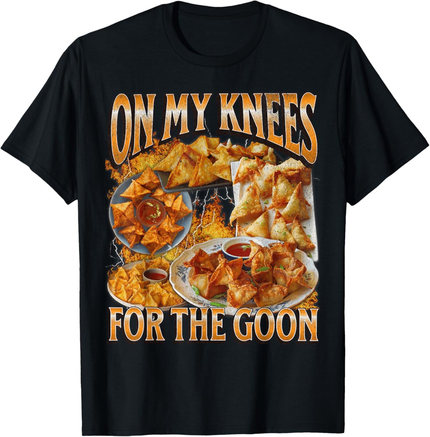 On My Knees Funny Crab Rangoon Meme Bootleg Graphic T-Shirt