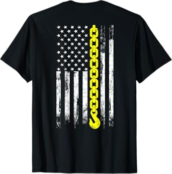 Tow Truck Driver thin yellow line USA flag gift Towing Dad T-Shirt