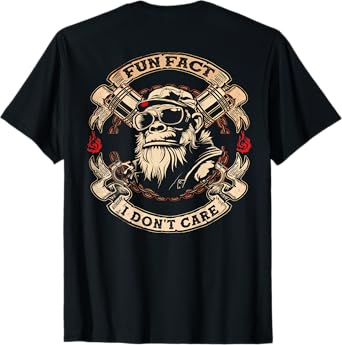 (On Back) Fun Fact I Don't Care Cool Grandpa Swag Gorillas T-Shirt