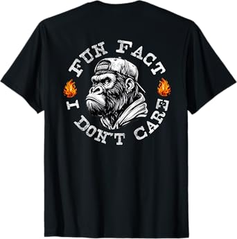 (ON BACK) Fun Fact I Don't Care Cool Grandpa Gorillas Funny T-Shirt