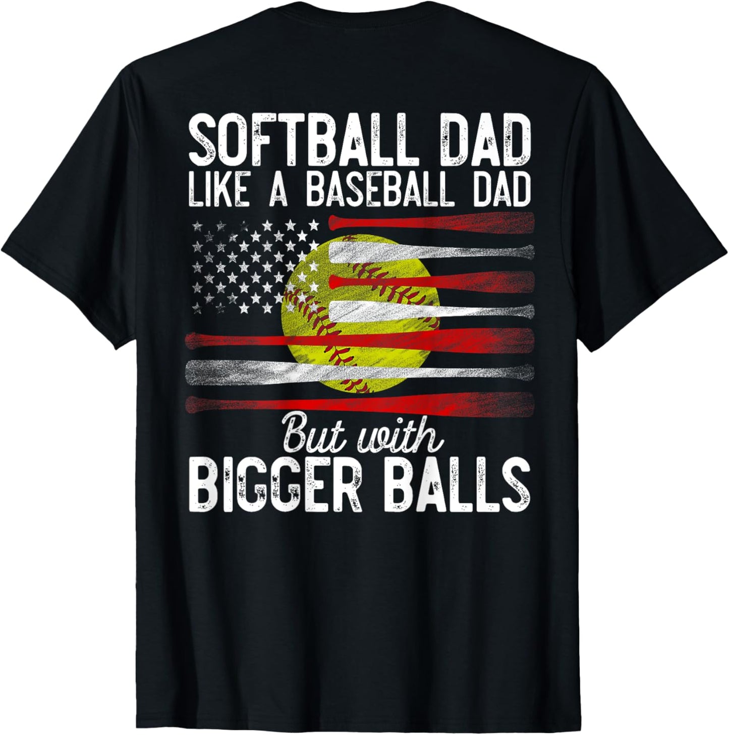 Mens Softball Dad Like A Baseball Dad Definition On Back T-Shirt