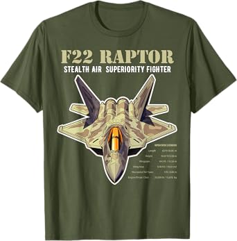 F-22 Raptor Fighter Jet Military Aircraft Men Dad T-Shirt
