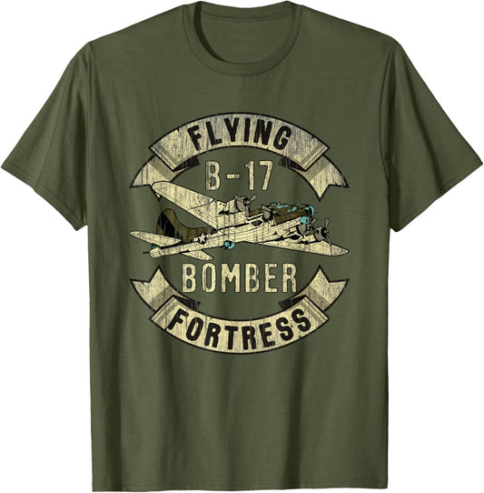 Vintage B-17 Bomber WW2 Plane Aviation Airplane Shirt Grunge