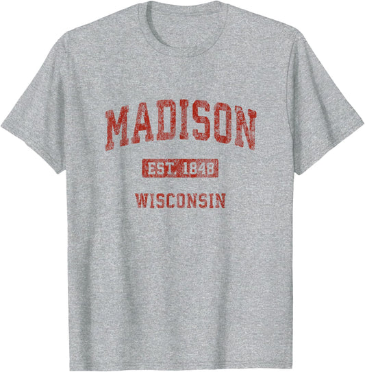 Madison Wisconsin WI Vintage Athletic Sports Design T-Shirt