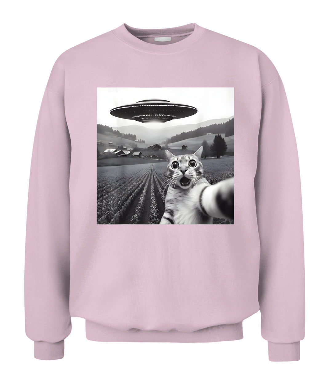 Cat Selfie With Alien UFO Funny Cat Gifts For Men Women Kid T-Shirt