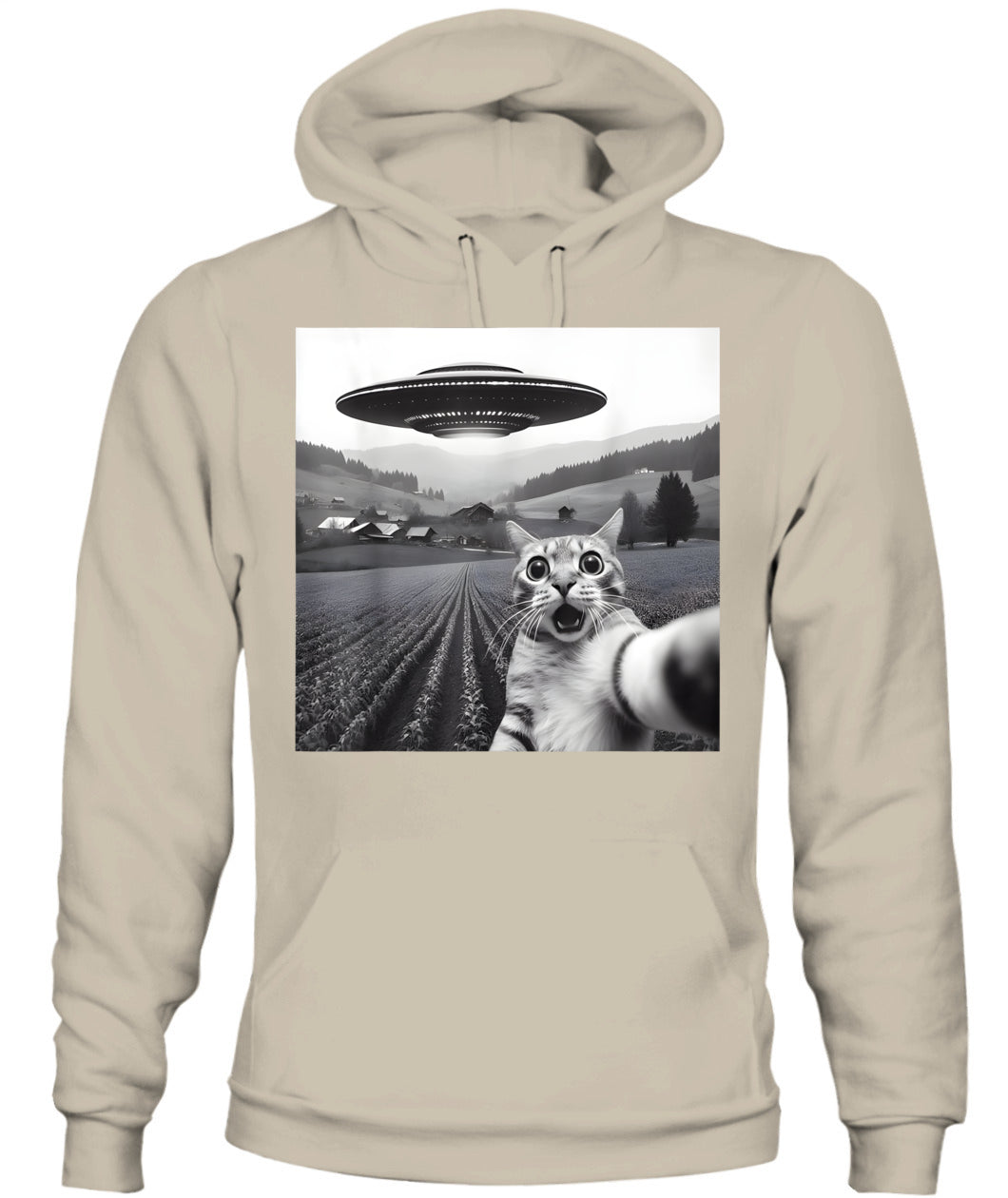 Cat Selfie With Alien UFO Funny Cat Gifts For Men Women Kid T-Shirt