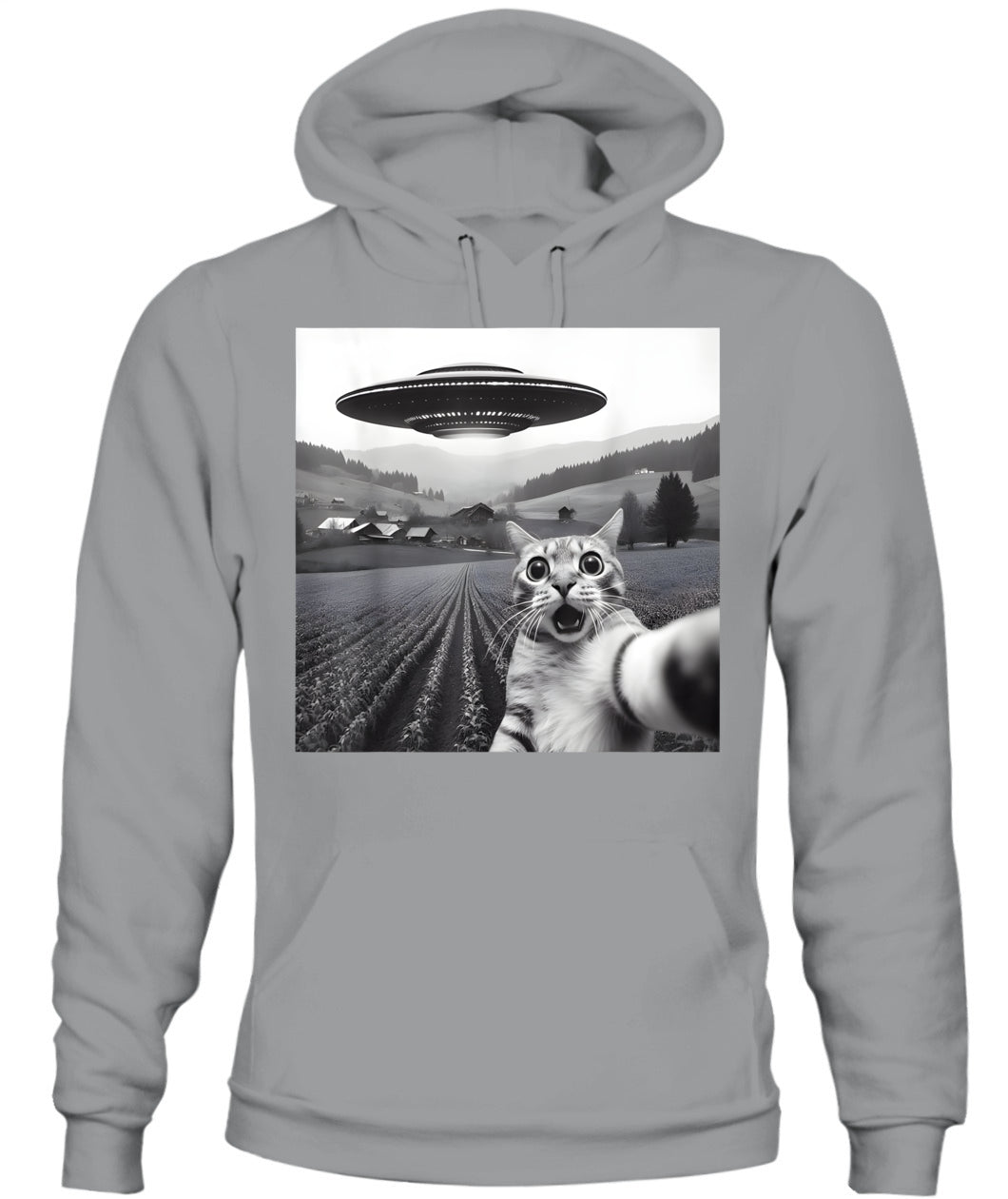Cat Selfie With Alien UFO Funny Cat Gifts For Men Women Kid T-Shirt