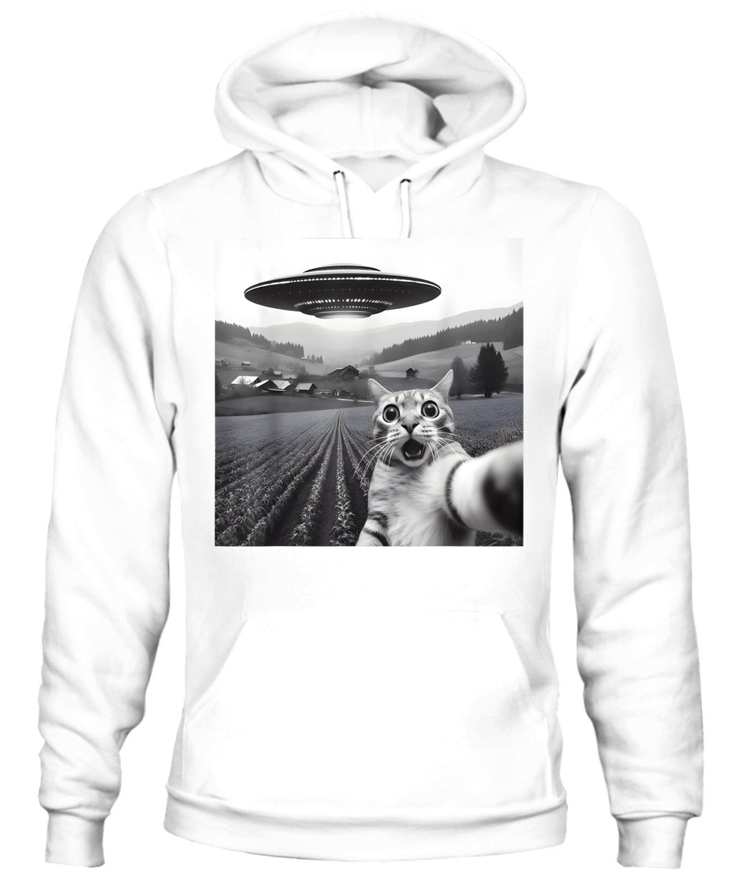 Cat Selfie With Alien UFO Funny Cat Gifts For Men Women Kid T-Shirt