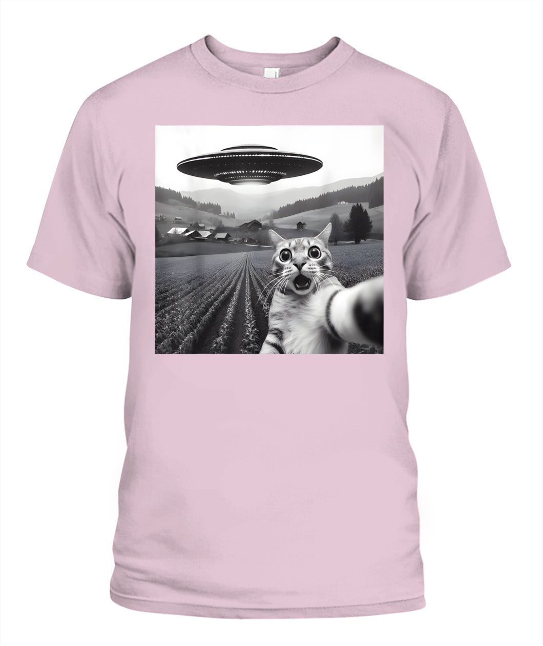 Cat Selfie With Alien UFO Funny Cat Gifts For Men Women Kid T-Shirt